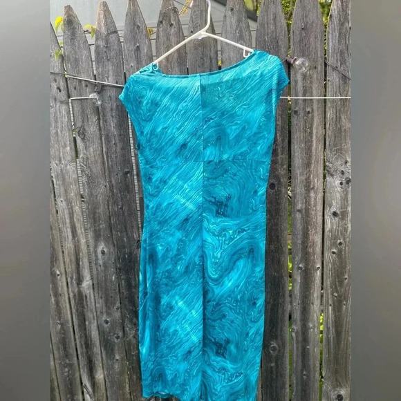 MICHAEL Michael Kors Emerald Waves Prints Draped Dress Sz S - New - Picture 3 of 10